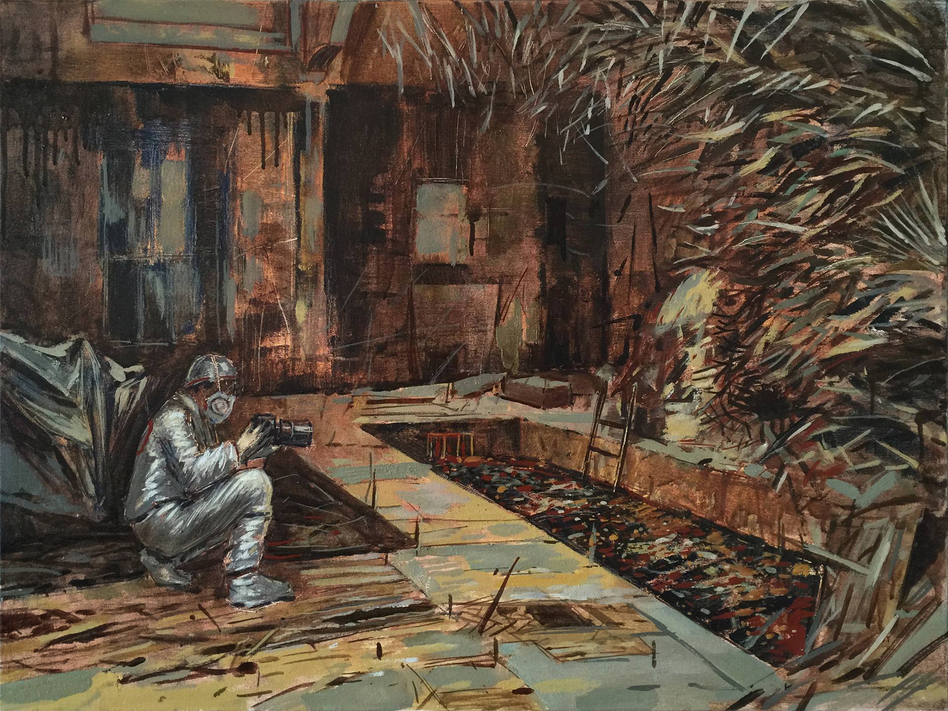 Coşkun Sami, "Araştırma", 2015. Tuval üzerine yağlı boya, 60 x 80 cm. Coşkun Sami, "Investigation", 2015. Tuval üzerine yağlı boya, 60 x 80 cm.